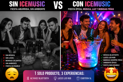 ICEMUSIC™ – Cubitera con altavoz Bluetooth y luces LED
