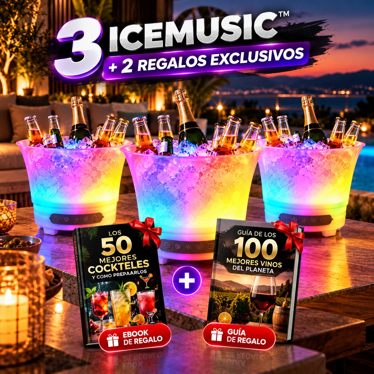 ICEMUSIC™ – Cubitera con altavoz Bluetooth y luces LED
